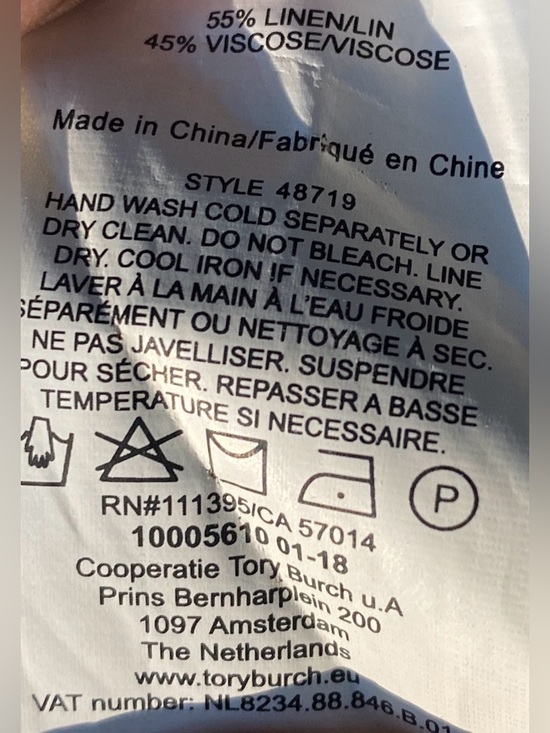 Tory Burch Hicks Garden Party Linen Blend Mini Dress Blue Pink Print Shift S/P - Picture 8 of 9